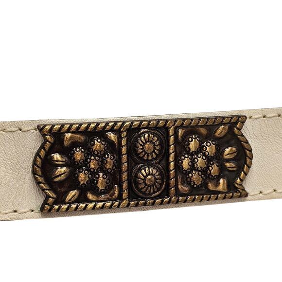 Avignon Leather Belt Womens Size Small Luxury Designer White Boho Western - Picture 4 of 11